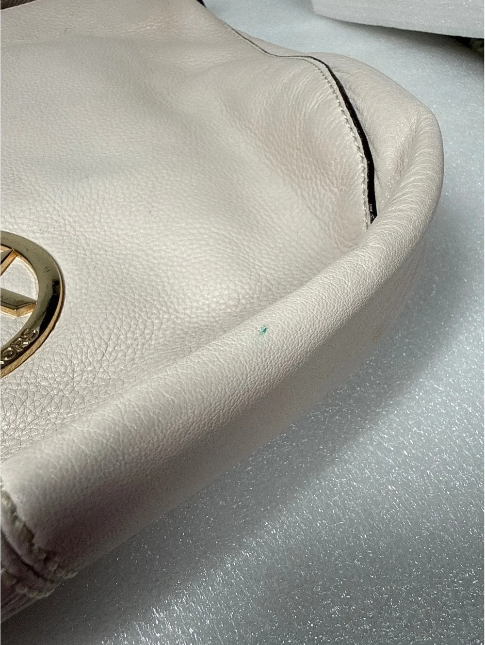 Michael Kors Ivory Pebbled Leather Large Hobo Shoulder Bag